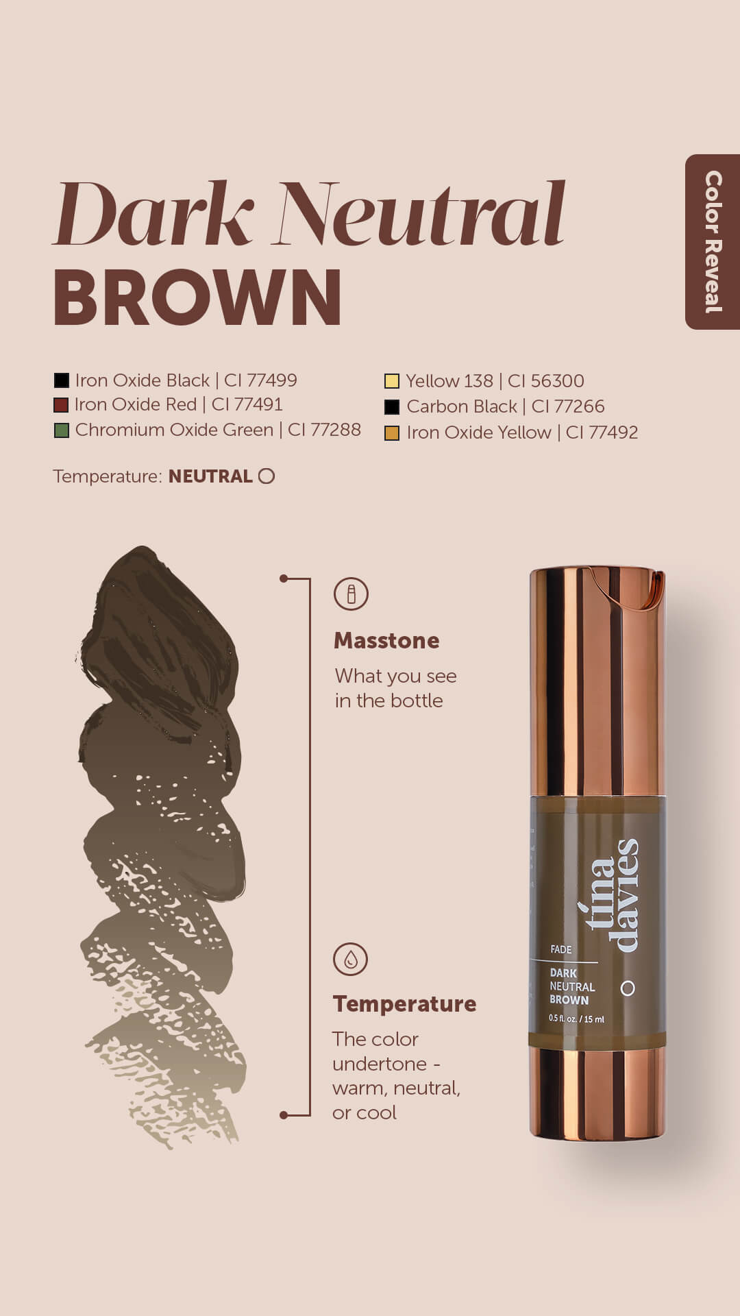 dark neutral brown color reveal 1080x1920 1 - PmuBox.bg - снимка Пигменти за вежди Fade Тъмно неутрално кафяво - Image 3
