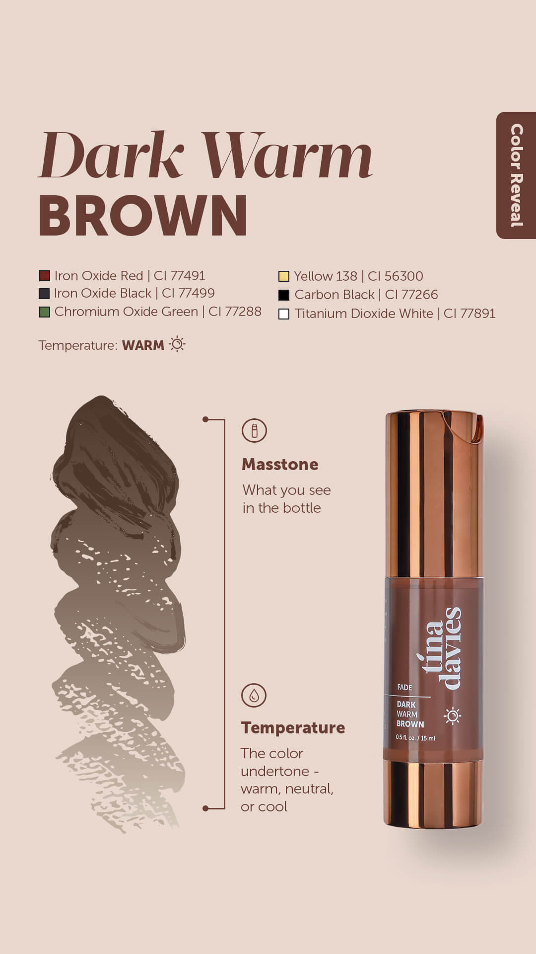 dark warm brown color reveal 1080x1920 1 - PmuBox.bg - снимка Пигменти за вежди Fade Тъмно топло кафяво - Image 3