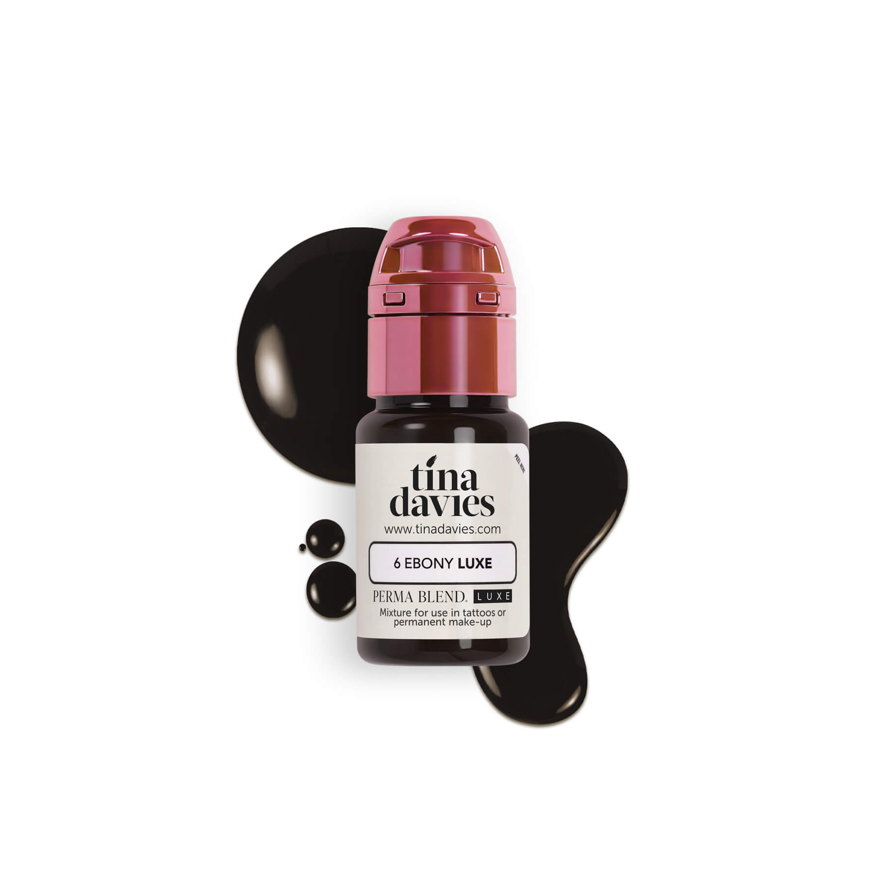 bc luxe ebony bottle and spill on - PmuBox.bg - снимка Пигменти за вежди №6 Ebony LUXE Tina Davies